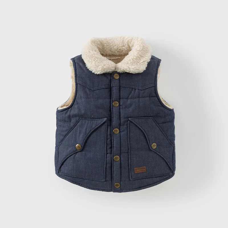 Dave Bella Autumn Winter New Boys Girls Sleeveless Vest Jacket Dark Blue Coat Kids Warm Vest Outwear Clothes DB4243855