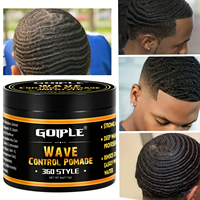 GOIPLE Long-Lasting Male Wavy Hair Gel Styling Clay Deep Waves Cream with Brush Silky Cap Wave Control Pomade 360 for Black Men