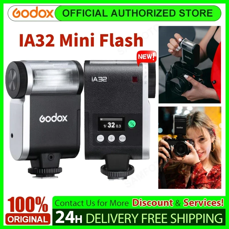 Godox iA32 Mini Camera Flash Up to 490 Full-Power Flashes 6200K CCT Manual Flash for Various Camera Models Optical S1/S2 Modes