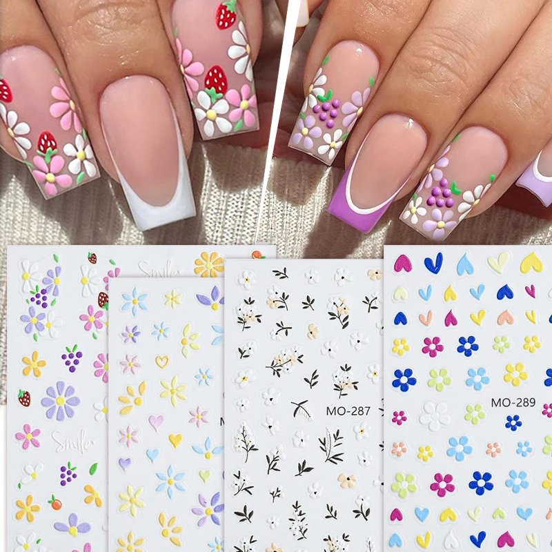 3D Nail Sticker Bowknot Long Silk Ribbon Flower Self-Adhesive Sliders Nail Art Decoration Decals DIY Manicure Accesories New