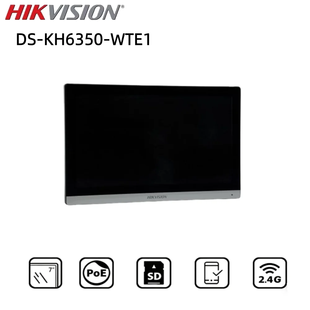 Hikvision DS-KH6350-WTE1/White 7 inch Wifi IP Indoor Station APP View Voice Message Elevator Control Smart Home Video Intercom