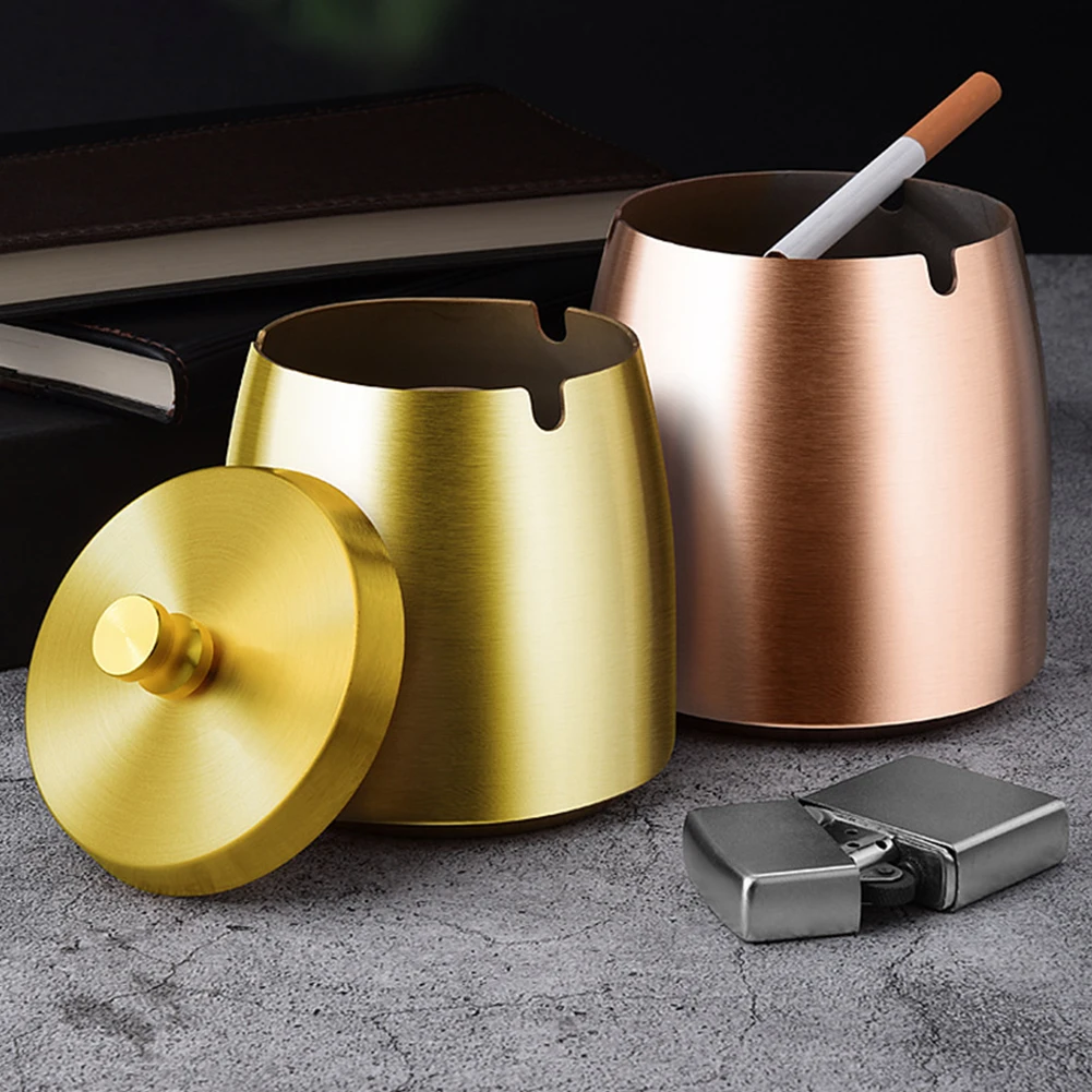 Smokeless Odorless Windproof Ashtrays with Lid Tabletop Ash Tray Home Ashtray for Home Office Tabletop Outside Patio Balcony