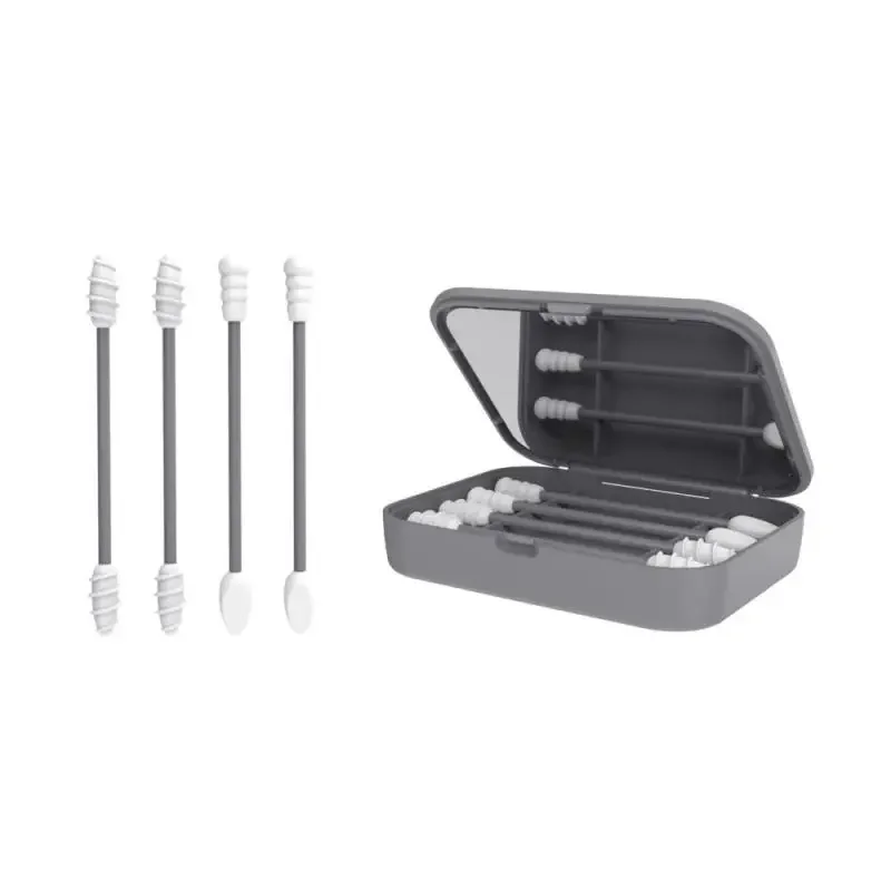 2-4 قطعة مسحات قابلة لإعادة الاستخدام الأذن تنظيف عصا لتطبيق ماكياج تنظيف برأسين دوامة مسحة الأذن نظافة مسحات أدوات العناية