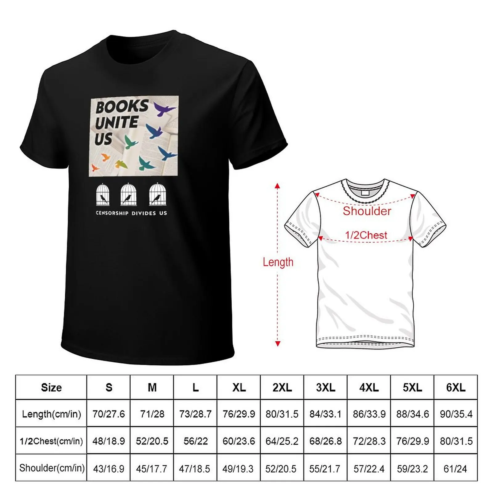 Books Unite Us, Censorship Divides Us T-Shirt vintage summer clothes shirts graphic men clothes