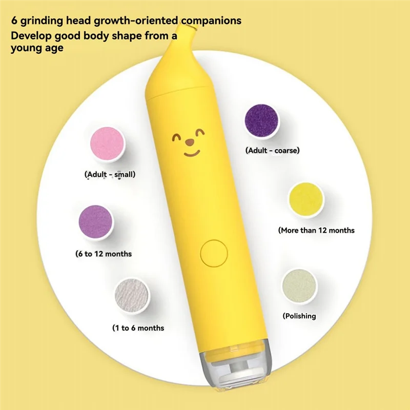 CYGJ-Soft LED Light Baby Electric Nail Clipper Filer Trimmer 6 Attachments Gentle Grinder
