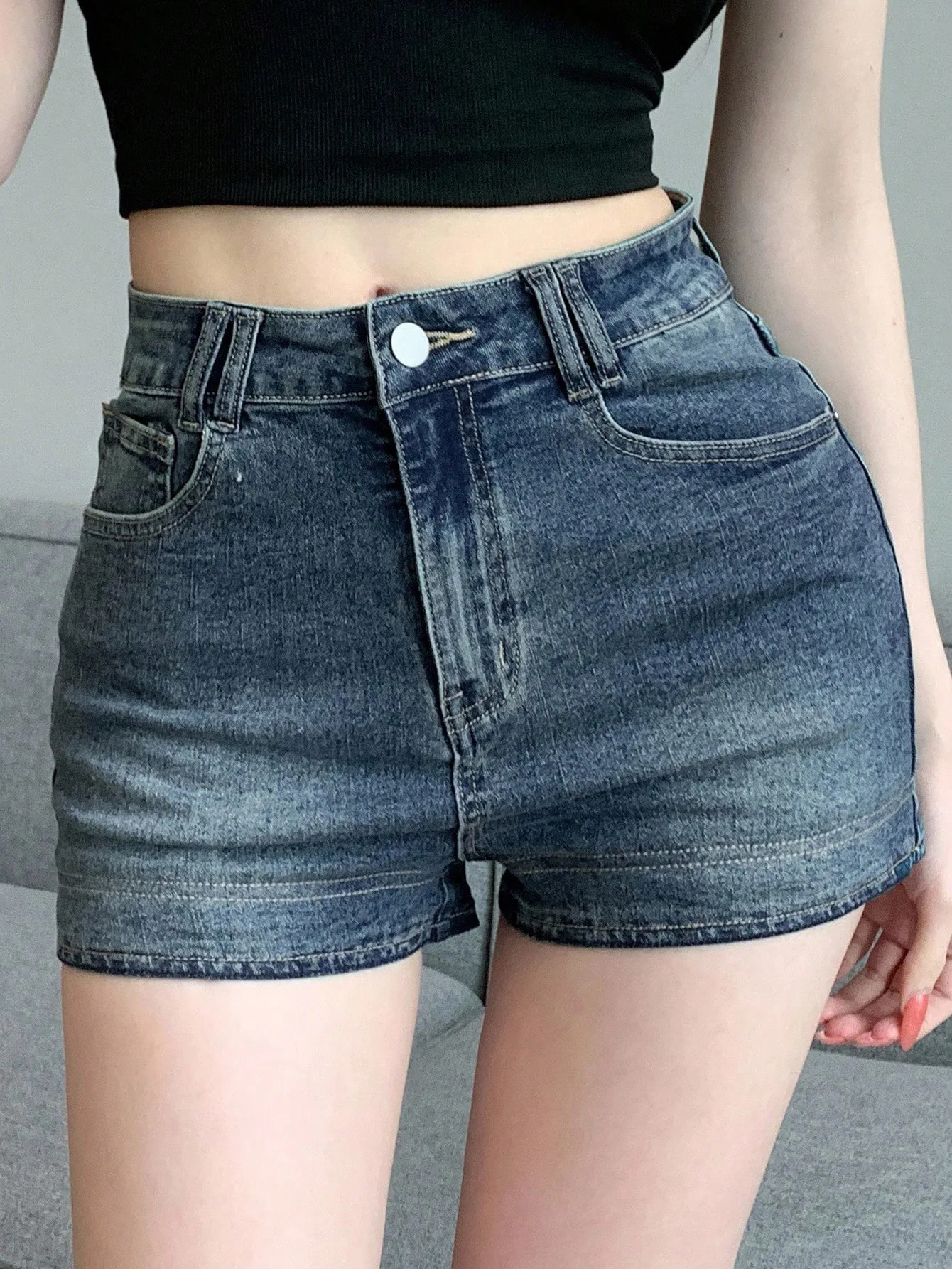Summer New Women's High-Waist Elastic Denim Shorts Sweet Girl Style Slimming Shorts High Waist Flared Mini Jeans Shorts шорты view 2
