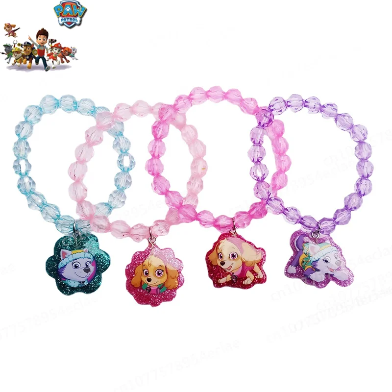 

2024 Paw Patrol New Skye Puppy Bracelet Jewelry for Girls Cute Decorative Holiday Gifts 8MM Acrylic Hand-beaded Accessories