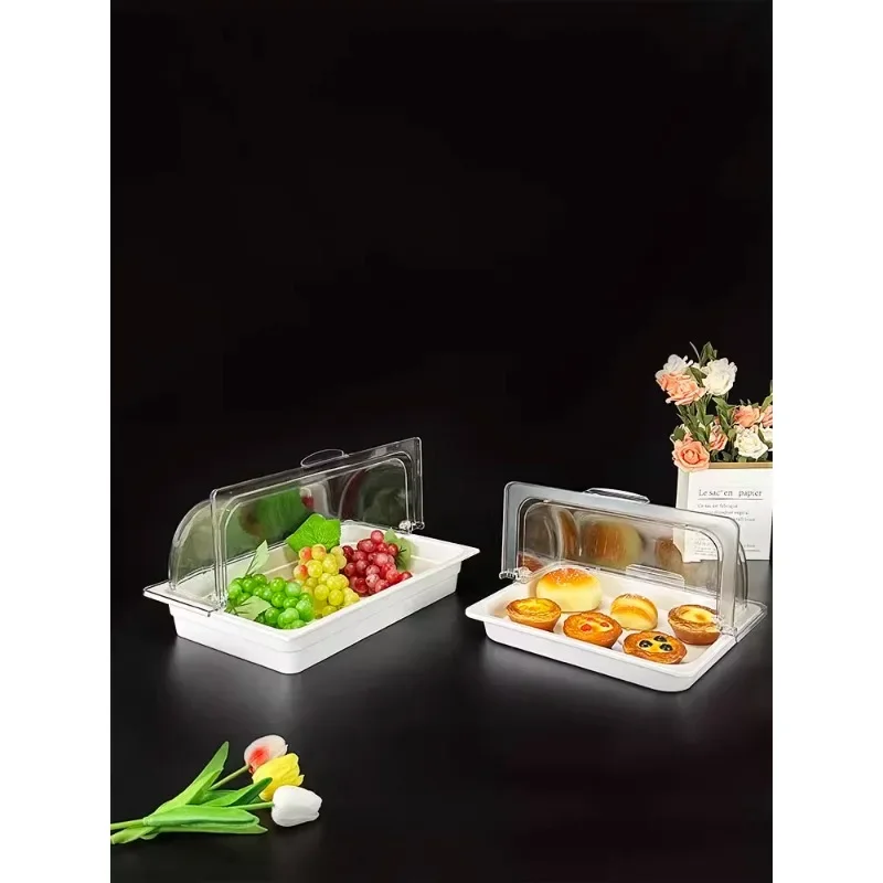 Melamine tray Fruit bread Display tray European commercial rectangle with transparent cover Bread cake dessert tray