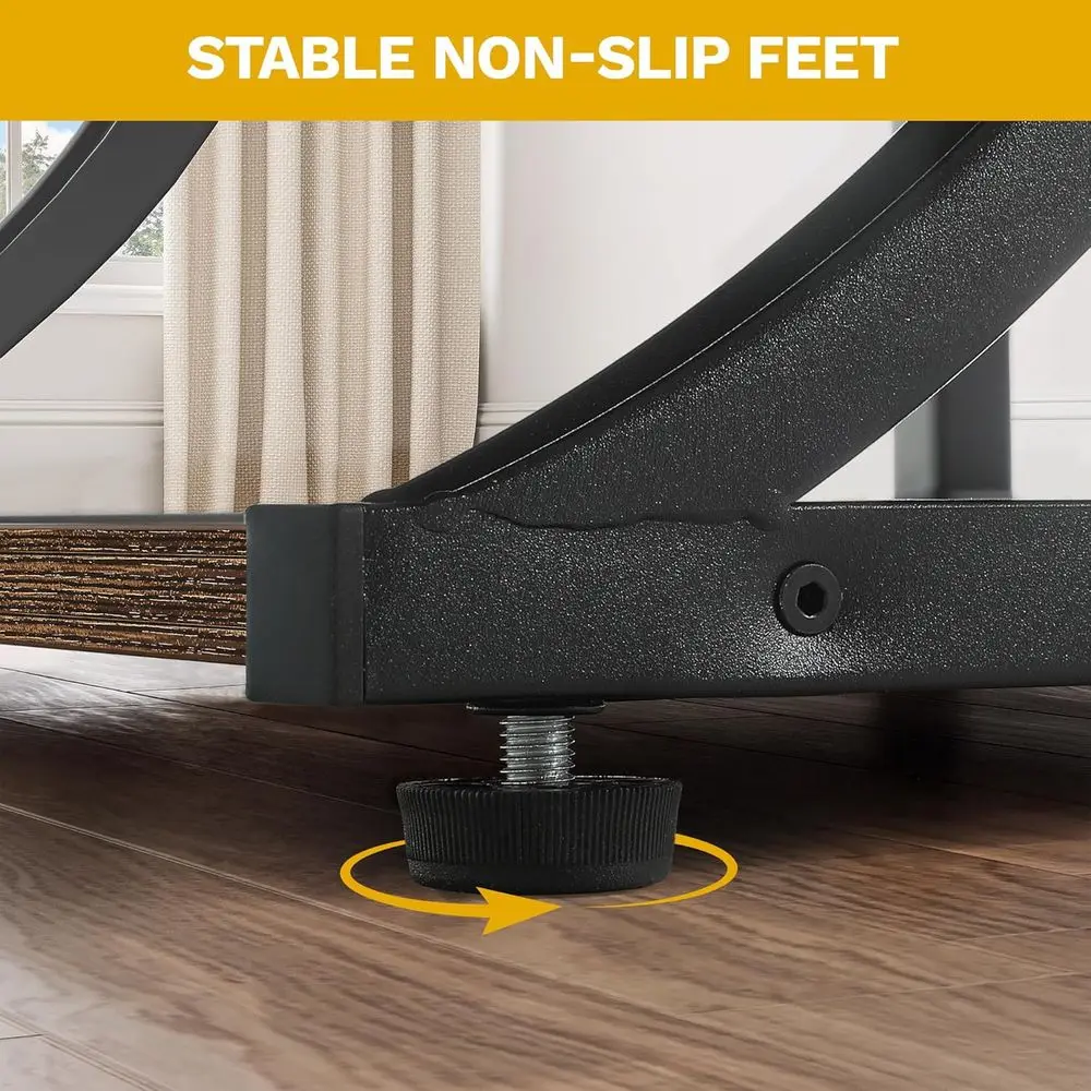 Industrial Style 5-Tier Rectangular Coffee Table with Storage Shelf, Brown Wooden Centerpiece for Living & Reception Rooms