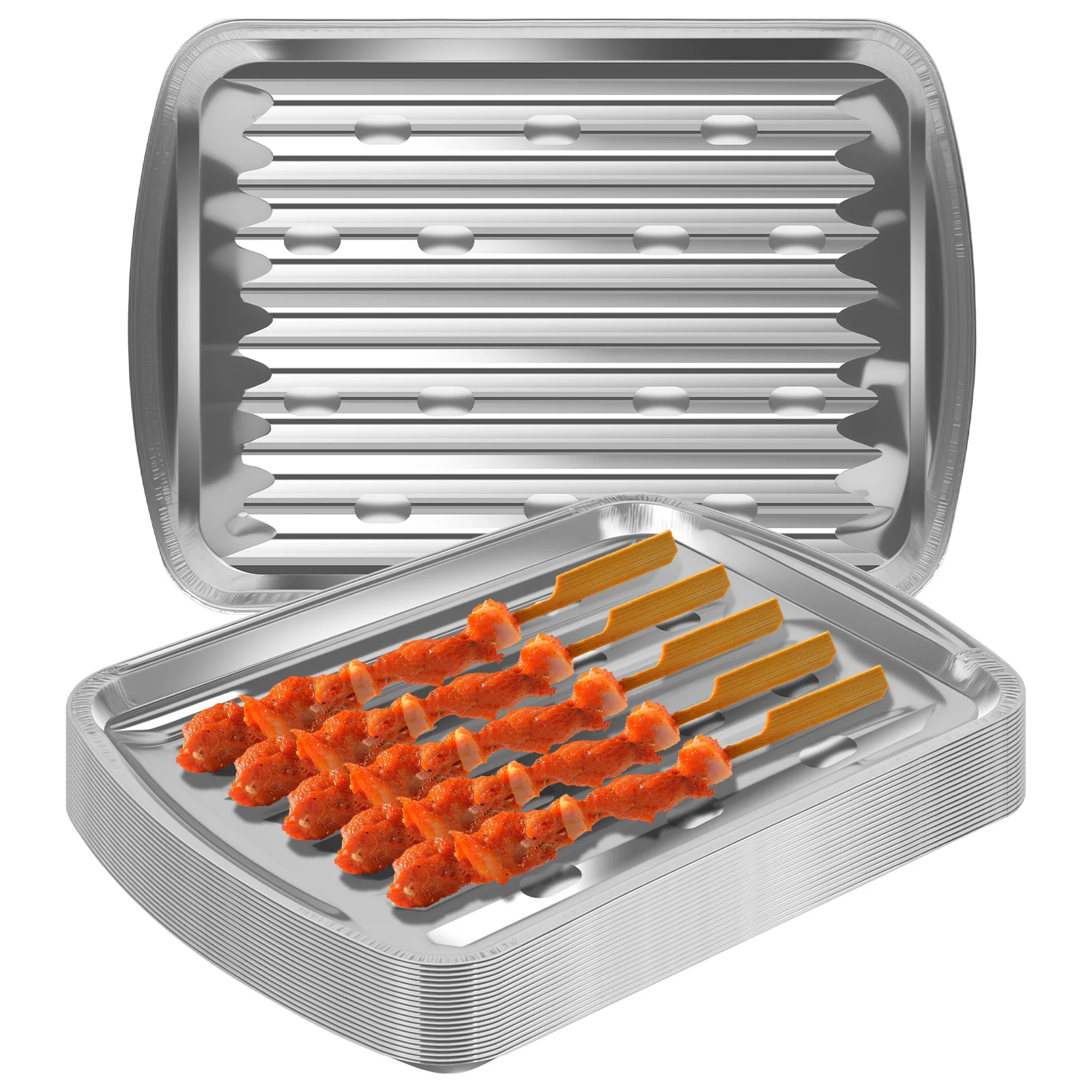 Aluminum Foil Trays Non-Stick Baking Pans Food Grade BBQ Bowl for Outdoor Camping BBQ Picnic Baking Cooking Kitchen Tool
