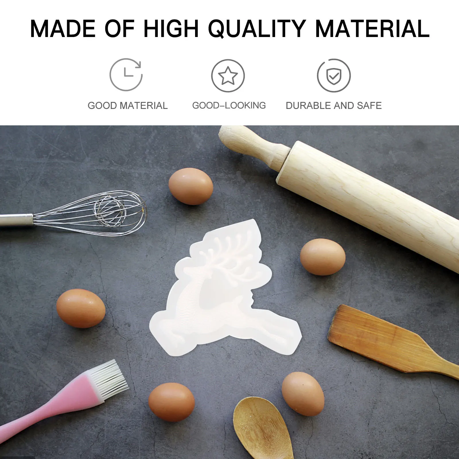 

1pc Deer Horn Silicone Mold For Christmas Candy Making Diy Sweets Decor Non-Stick Baking Craft Tool Kitchen Barware