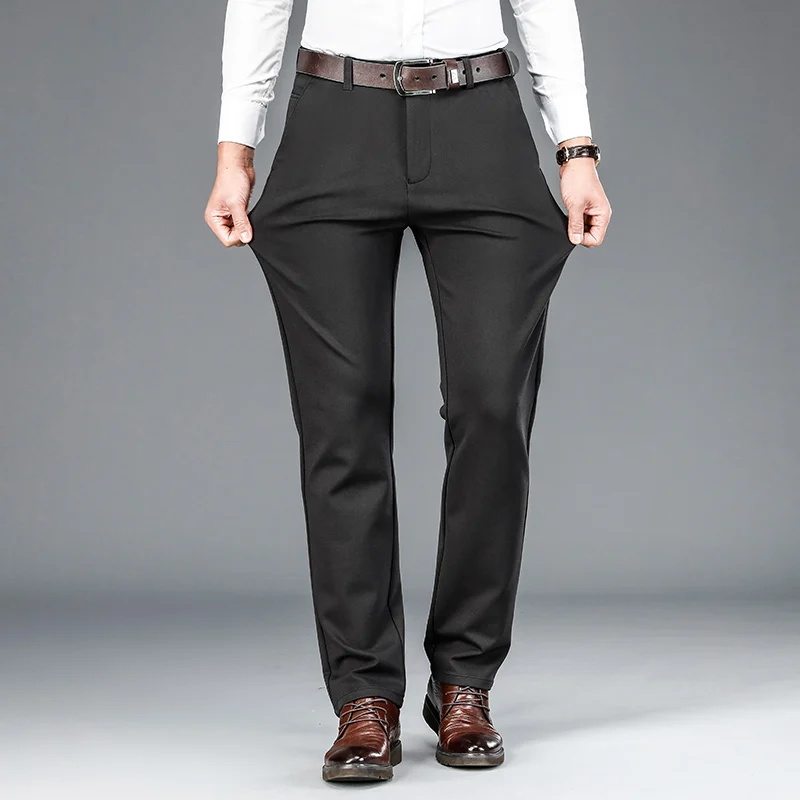 Men's casual suit pants spring and autumn 2024 straight leg elastic non ironing middle-aged and elderly business pants