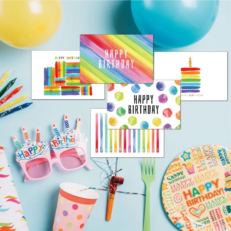 24Pcs Fun Set of Colorful Instagram Children's Birthday Cards, A Unique Blessing Gift for Family Friends Colleagues and Brothers