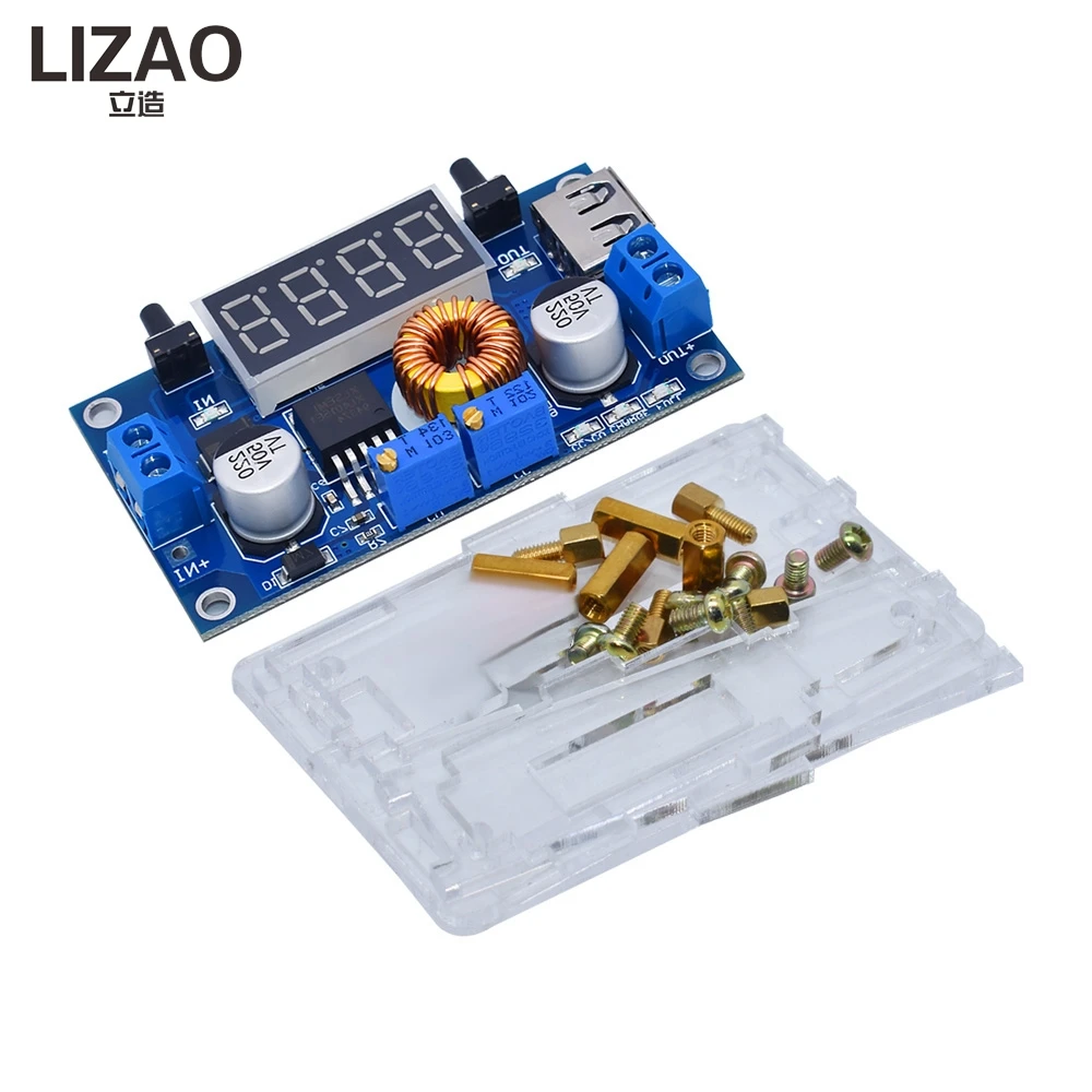 LIZAO 5A 75W 5-36V to 1.25-32V DC-DC Step Down Voltage Converter Regulator CC CV Power Supply with Protective Case