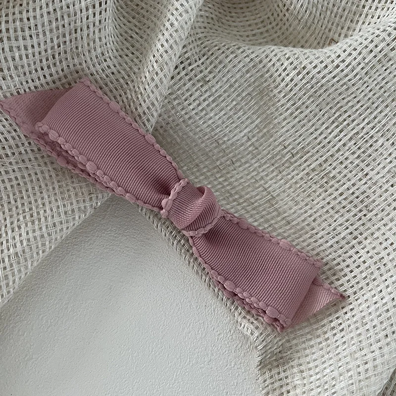 Korean version of the soft texture cream beige classic black cute texture bow duckbill clip spring clip hairpin hair accessories