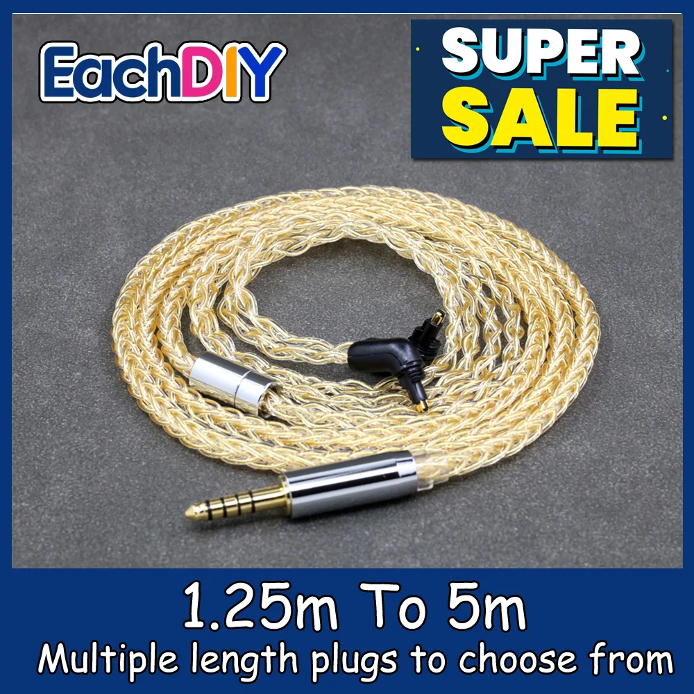 

8 Core 99% 7n Pure Silver 24k Gold Plated Earphone Cable For Sony MDR-EX1000 MDR-EX600 MDR-EX800 MDR-7550 LN008810