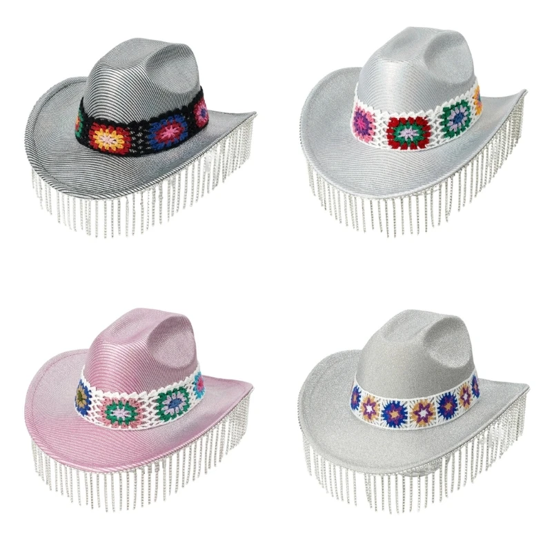 

Vacation Cowboy Hats Hand Beading Diamond for Male Female Comedian Actor