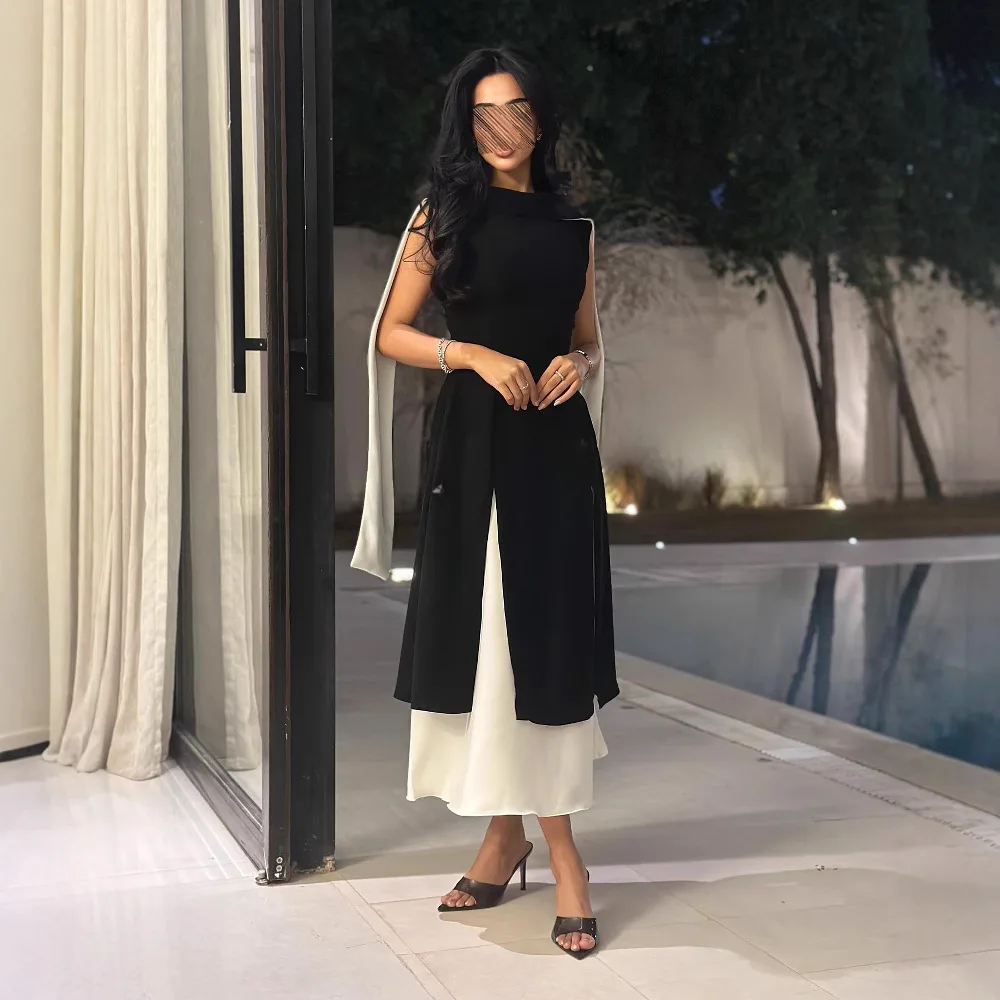 2026 Spring Summer New Women's Clothing Middle East Round Neck Color Block Sleeveless Slim Fit Elegant Vintage Dress