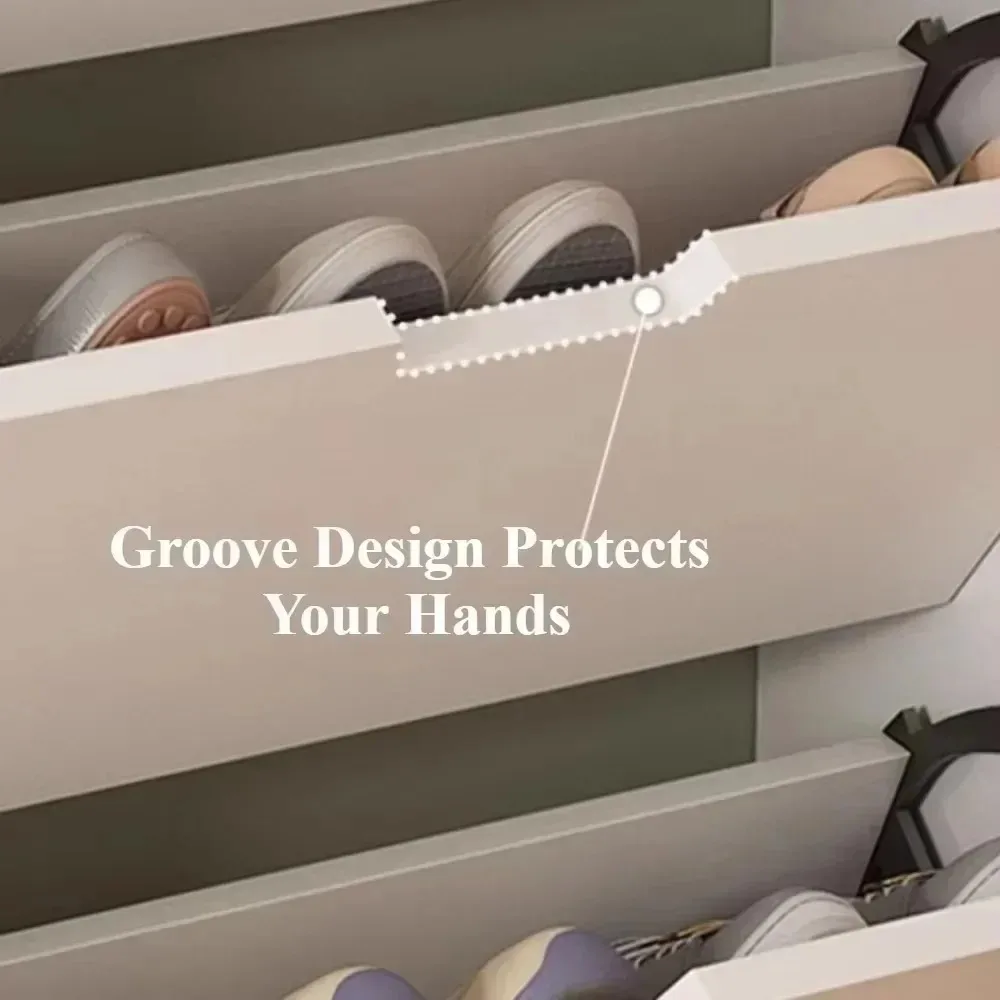 Narrow Shoe Cabinet Wooden Multifunctional Large Capacity Storage Cabinet Simple Shoe Rack Sturdy and Stable Dustproof Shelf