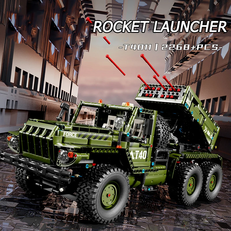 

2268PCS Green Artillery Vehicle Building Blocks Toys Model Rocket Launcher Assemble Bricks Toy Sets For Kid Ornament Gifts
