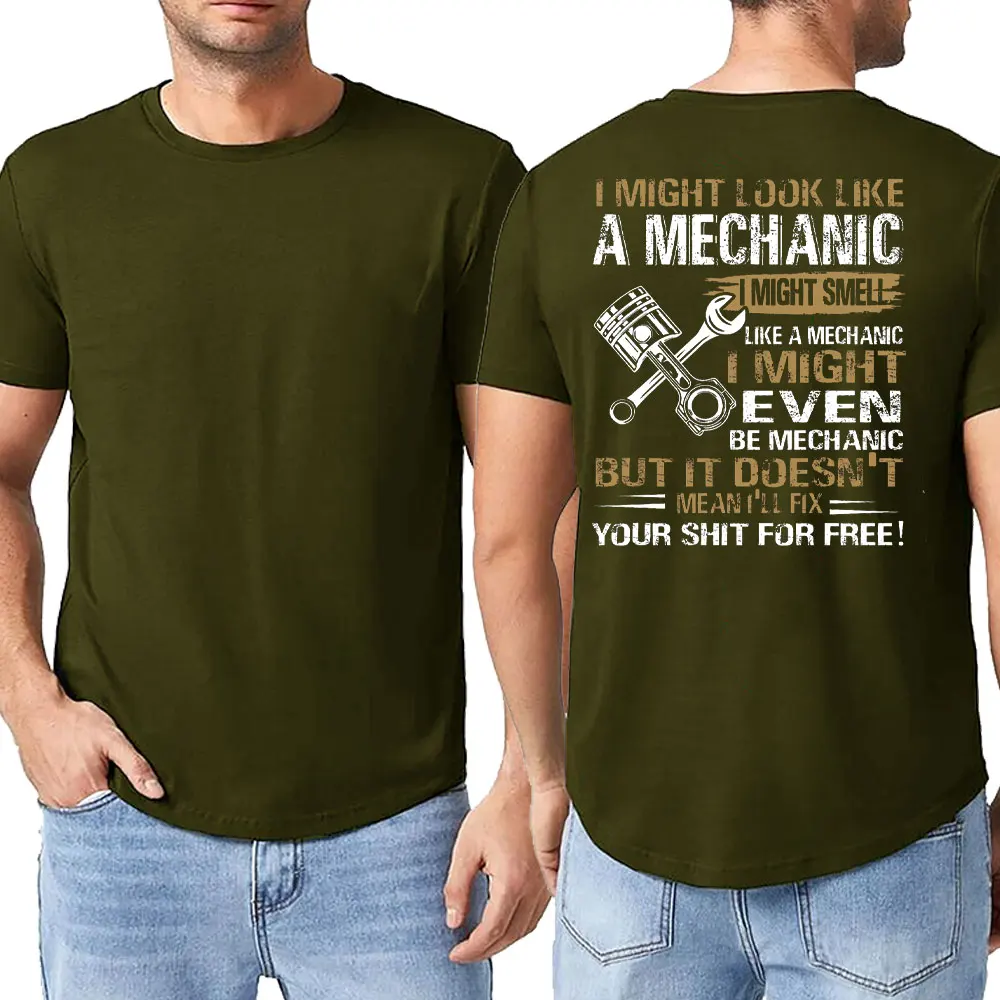 Engineer T-shirt Mechanical Repair Parts Men\'s Tools Print T-shirt Casual Short Sleeve Crew Neck Tee Men\'s Clothing for Outdoor