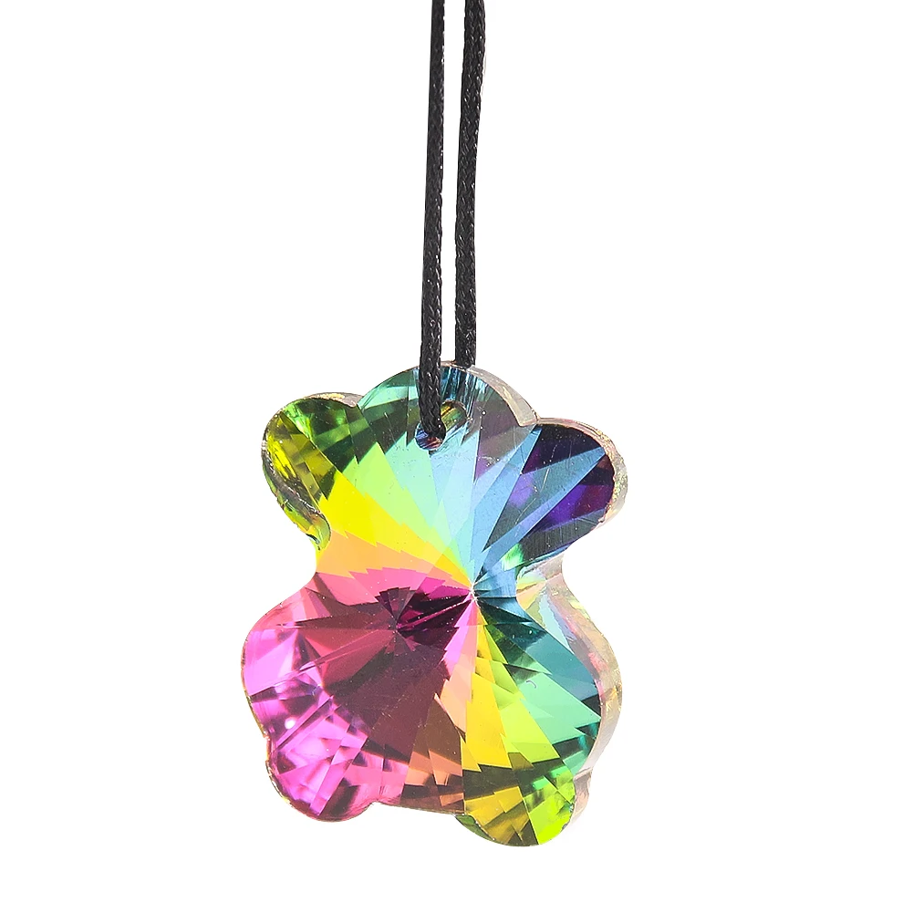 

5pcs Cartoon Crystal Colorful Bear Glass Drop Pendant Prism Decoration Suncatcher Chandelier for Home Lamp Replacement Accessory