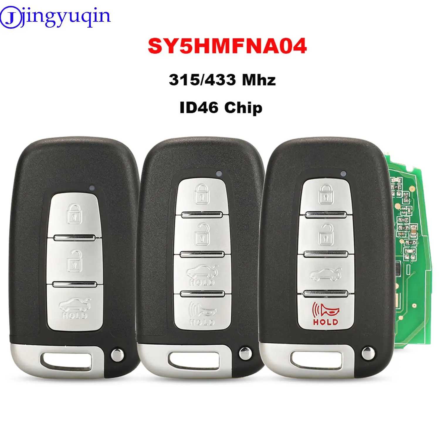 Jingyuqin 3 4 botones 433Mhz llave remota inteligente Fob sin llave para Hyundai Sonata Genesis Equus Veloster 2009-2015 PCF7952 SY5HMFNA04