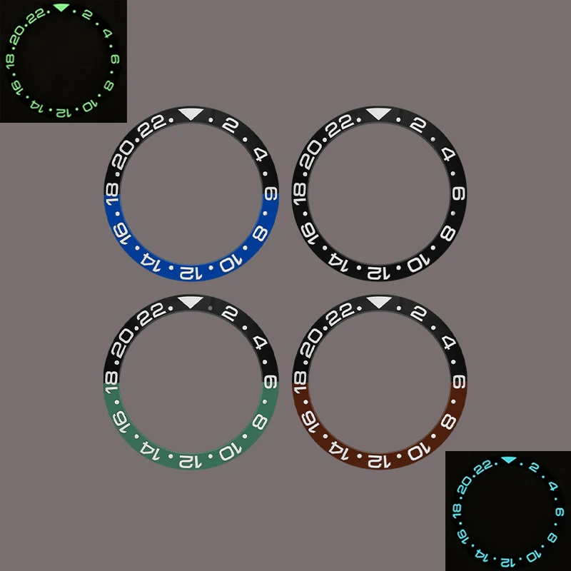 38mmx30.7mm Curved Luminous Ceramics Watch Bezel Insert Fits SKX007 SKX009 SUB GMT Case NH36 NH35 Watch Bezel Ring Refit Parts