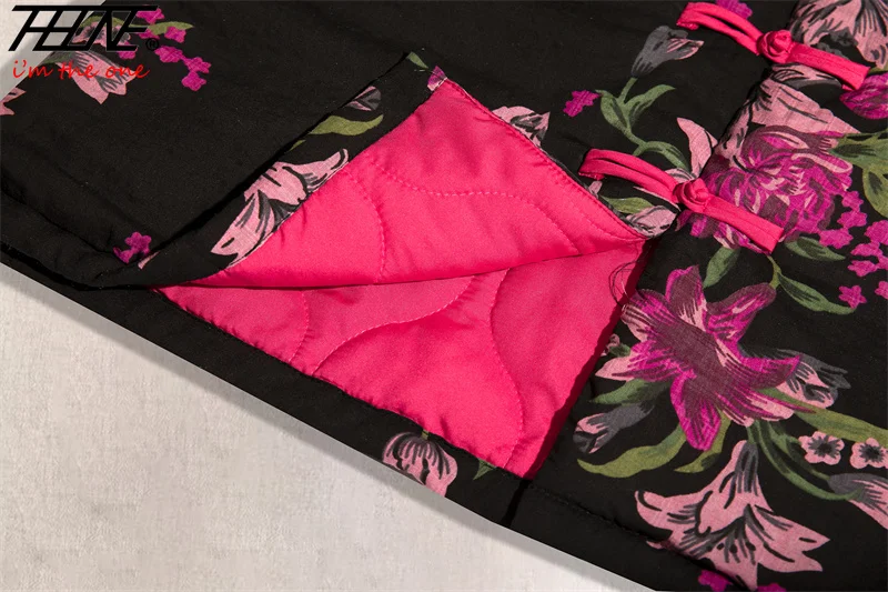 THHONE Autumn Winter Coat for Women Parkas Vintage Indie Folk O Neck Chinese Style Long Sleeve Loose Casual Clothes Female Top