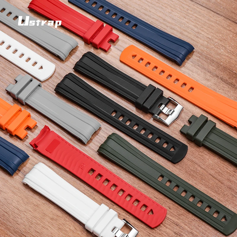 20 مللي متر حزام ساعة اليد سيليكون المطاط حزام منحني مناسبة لأوميغا ساماستر غواص-300 متر دبوس المشبك الرياضة حزام الساعات أساور الرجال #2