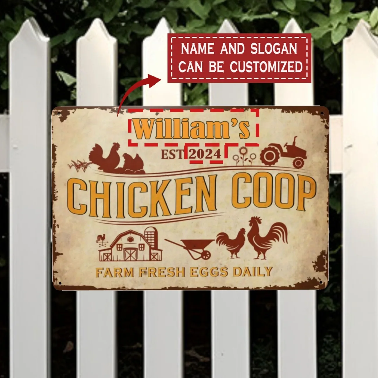 Customizable Farm Fresh Eggs Retro Metal Sign Home & Garden Wall Decor (For Decoration Only)