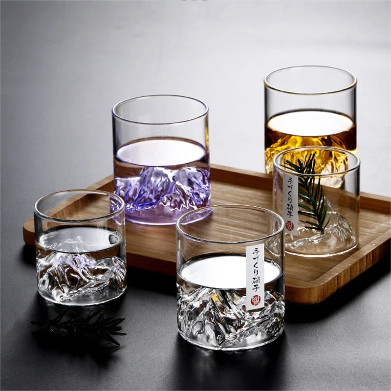 Mount Fuji Glass Cup Retro Japanese Style Water Cup Japanese Tea Cup Whiskey Cup Tibetan Mountain Cup Glass Cup Wine Glass