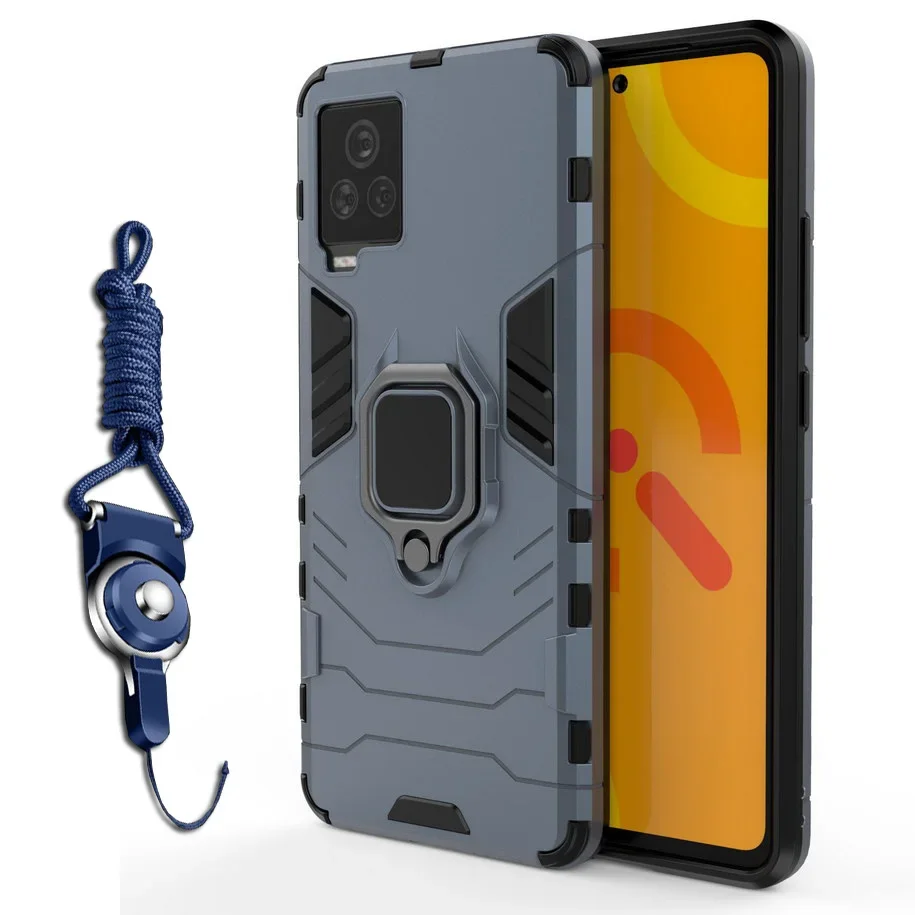 Hybride Pantser Met Strip Case Voor Vivo Iqoo 7 Case Iqoo U3 5 Pro Stand Protect Telefoonhoes Voor Vivo X60 Pro Y 52S Y20 V 20 Y 73S S7