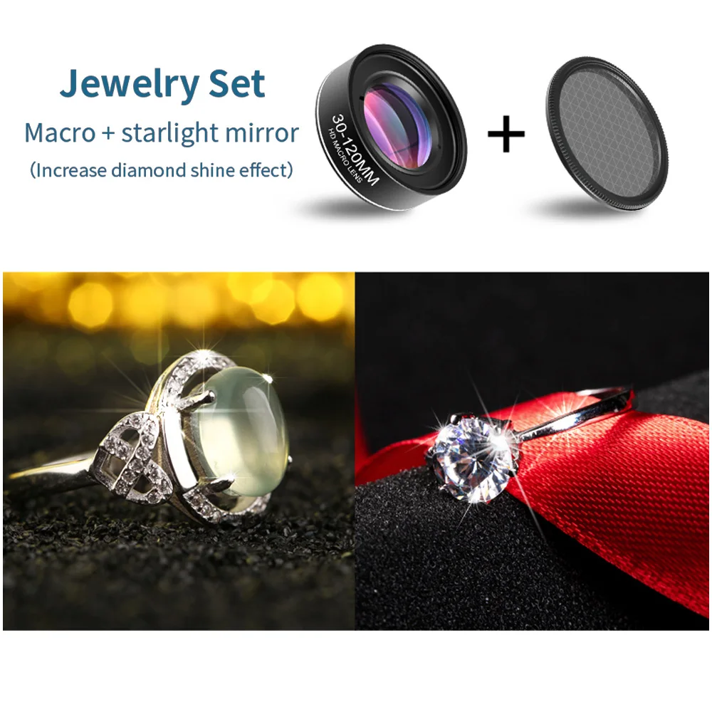 30-120mm Macro Lens Long Distance Professional Universal Clip Camera Photo Lens CPL Star Filters for iPhone XIAOMI HUAWEI Mobile