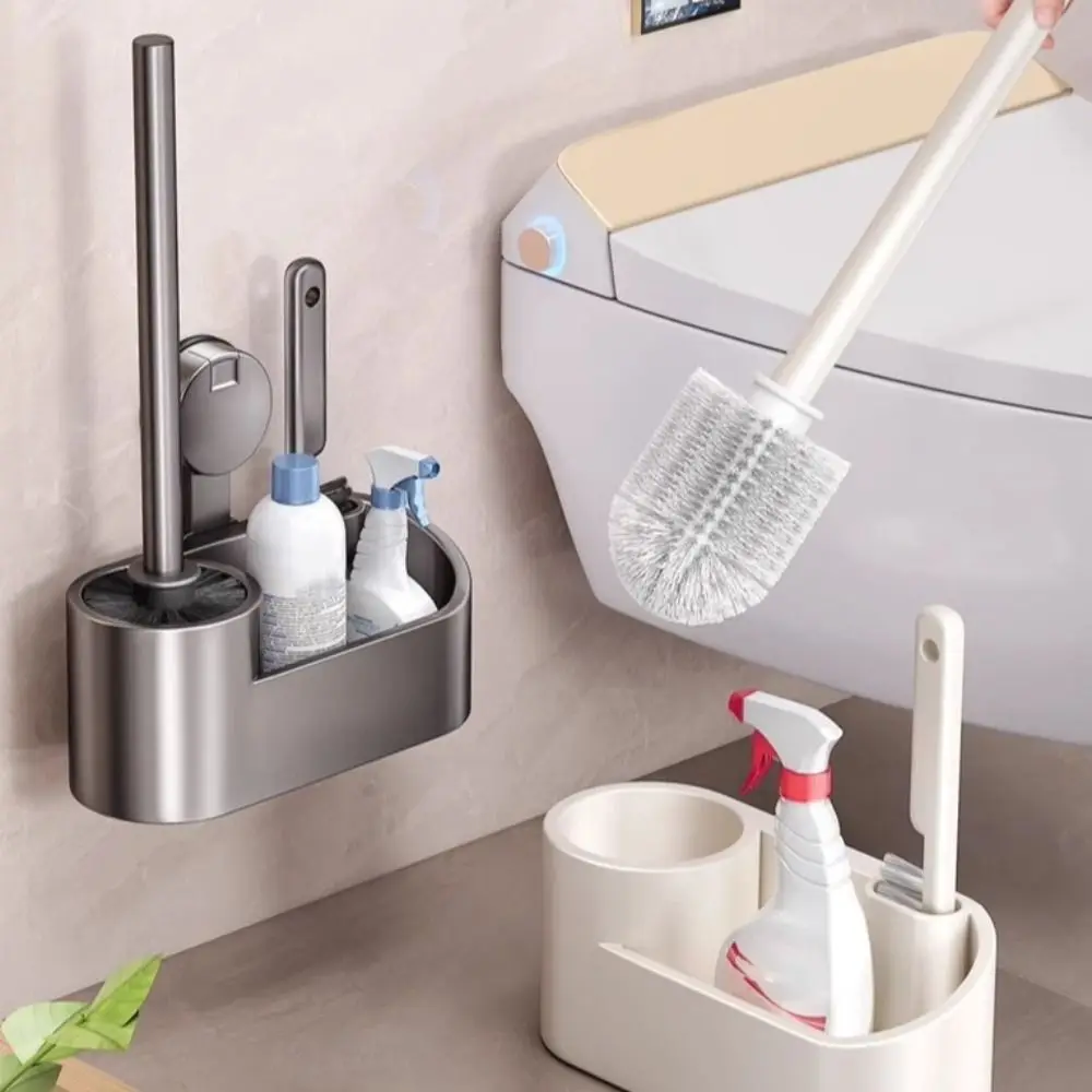 

Держатель для туалетной щетки с креплением на присоске, экономия места, дизайн без сверла, настенная щетка для унитаза с контейнером, щетка для ванной комнаты