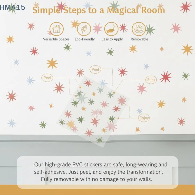 【YA】Irregular Rainbow Star Wall Decals Water Resistant Circus Fabric Wall Stickers for Bathroom Kids Washroom Decor