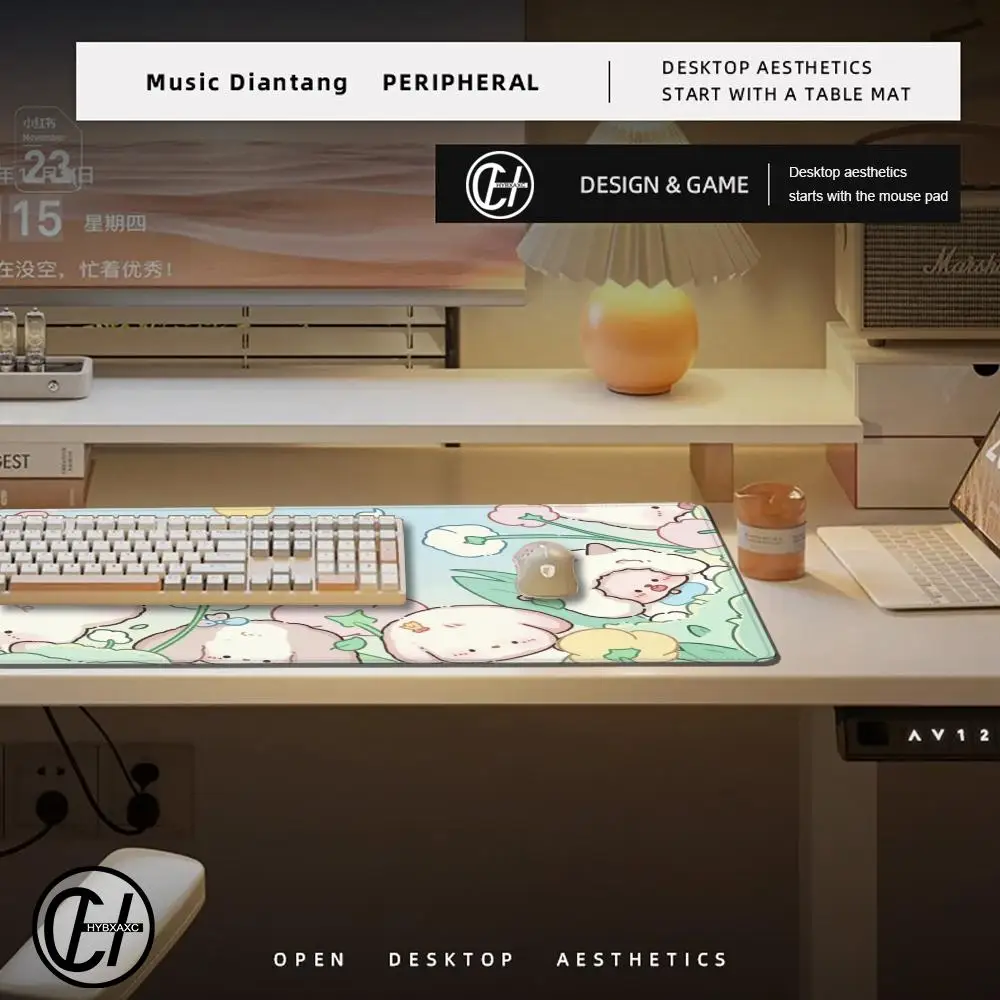 MousePad Cute Rabbit Animal Mouse Pad Kawaii Desk Mat Office Accessories Light Mousepad Pc Gamer Cabinet Mausepad