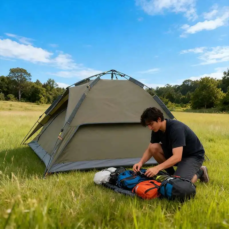 Automatik Zelt Doppelwandig Wasserdicht Faltbares Campingzelt – Armeegrün