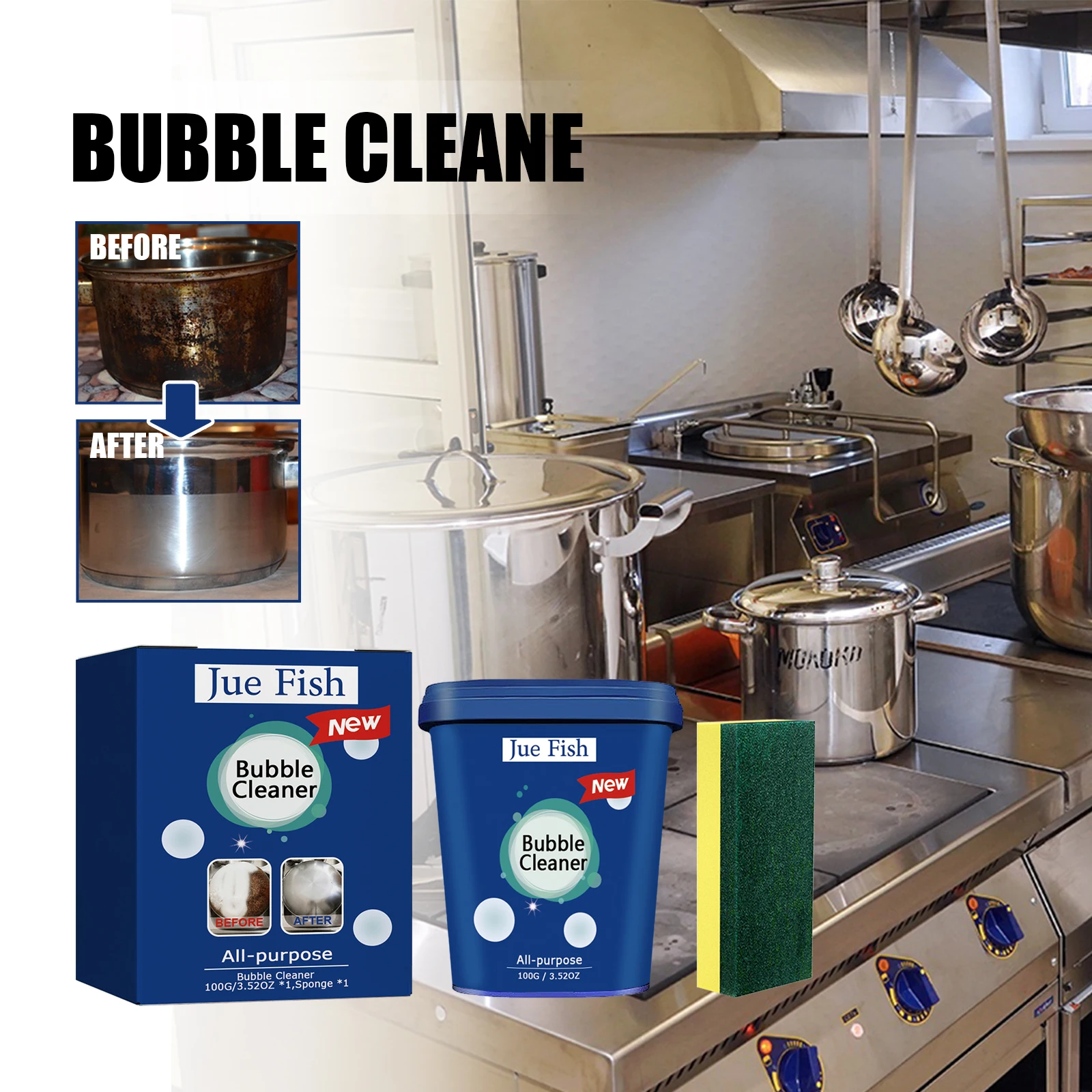Stainless Steel-Specific Cleaning Paste–Powerful Stain & Dirt Removal,2-in-1 Polishing&Protection,Suitable for Kitchen&Bathroom