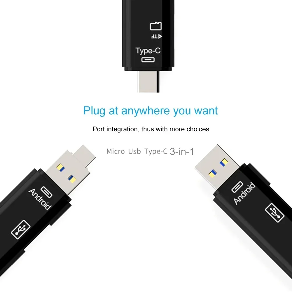 5 In 1 Multifunctionele Usb 2.0 Type C/Usb /Micro Usb/Tf/Sd Memory Card Reader otg Kaartlezer Adapter Mobiele Telefoon Accessoires