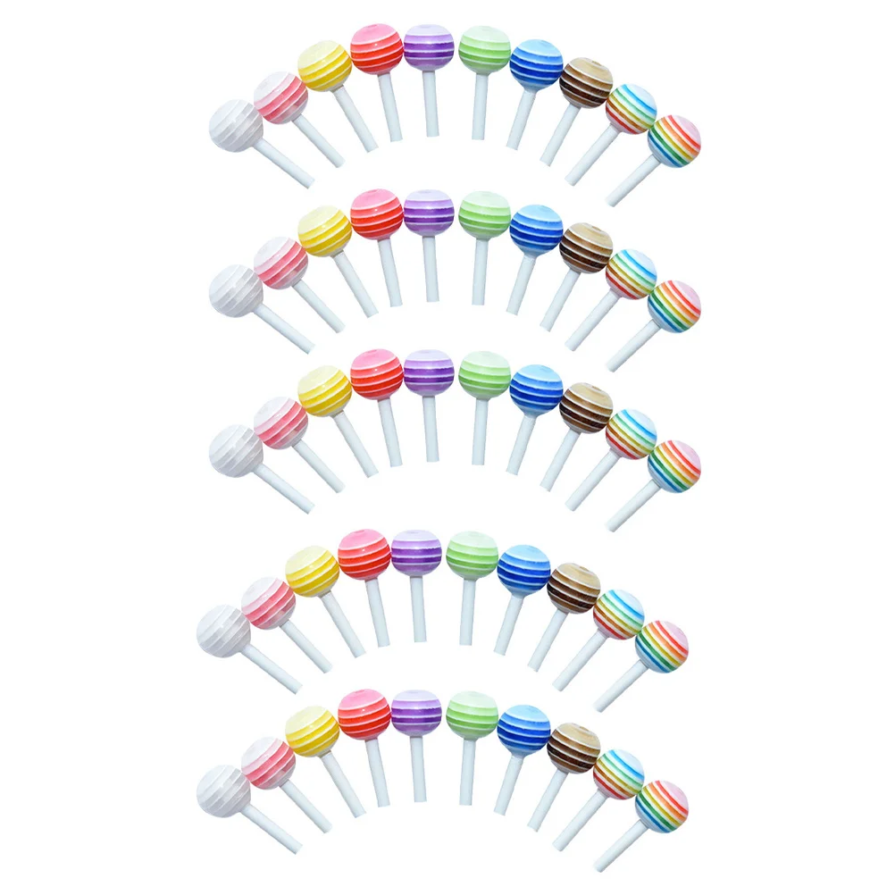 50 Unidades de Mini Pirulitos, Doces Simulados Brilhantes para Detalhamento de Interiores de Mini Casas, Conjunto de Ornamentos de Paisagismo para Casa, Pirulito Falso