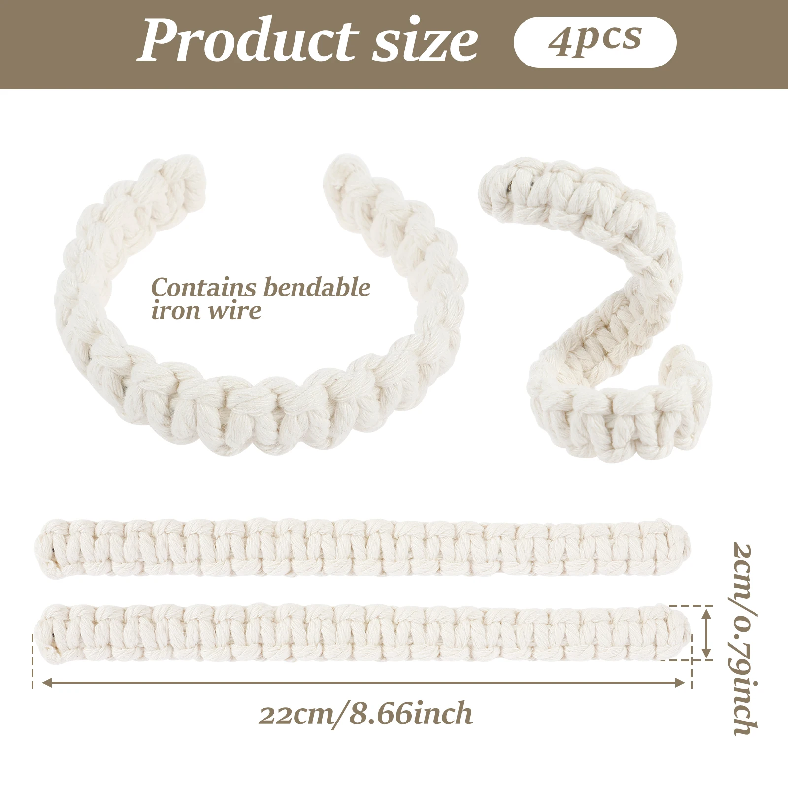 4 Pcs Curtain Tiebacks Handwoven Curtain Holders Multi-purpose Curtains Tieback Holdback Decorative Drapery Tiebacks for Home