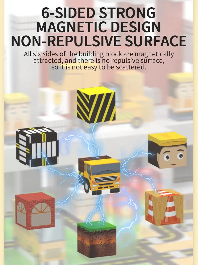 Magnetic Building Blocks with Lights Construction STEM Montessori Sensory Stacking Cubes Toys for Ages 3+ Gifts for Boys & Girls