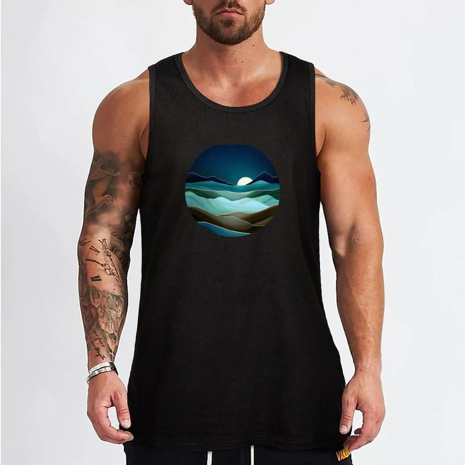 Moonlit Vista Tank Top gym accessories men Short sleeve