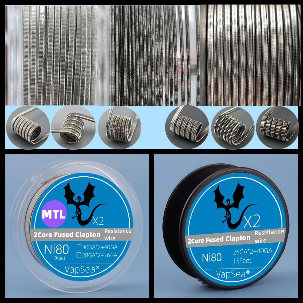 

MTL/Boro/RDL/DL Fused Clapton DIY NI80/A1/SS316L Alien Prebuilt Heating Resistance Wire Electric Abrasive Core