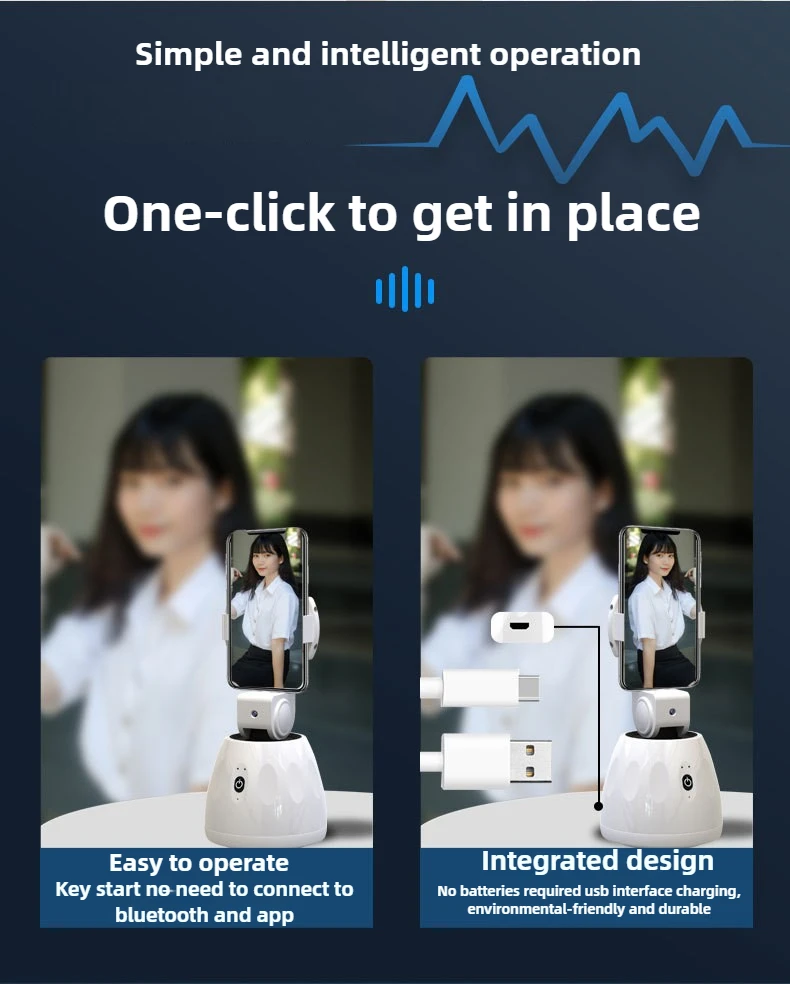 New 360 Rotation Auto Tracking Shooting Gimbal AI Camera Recognition Body Face Track Intelligent Follow Live Shoot Phone Stand