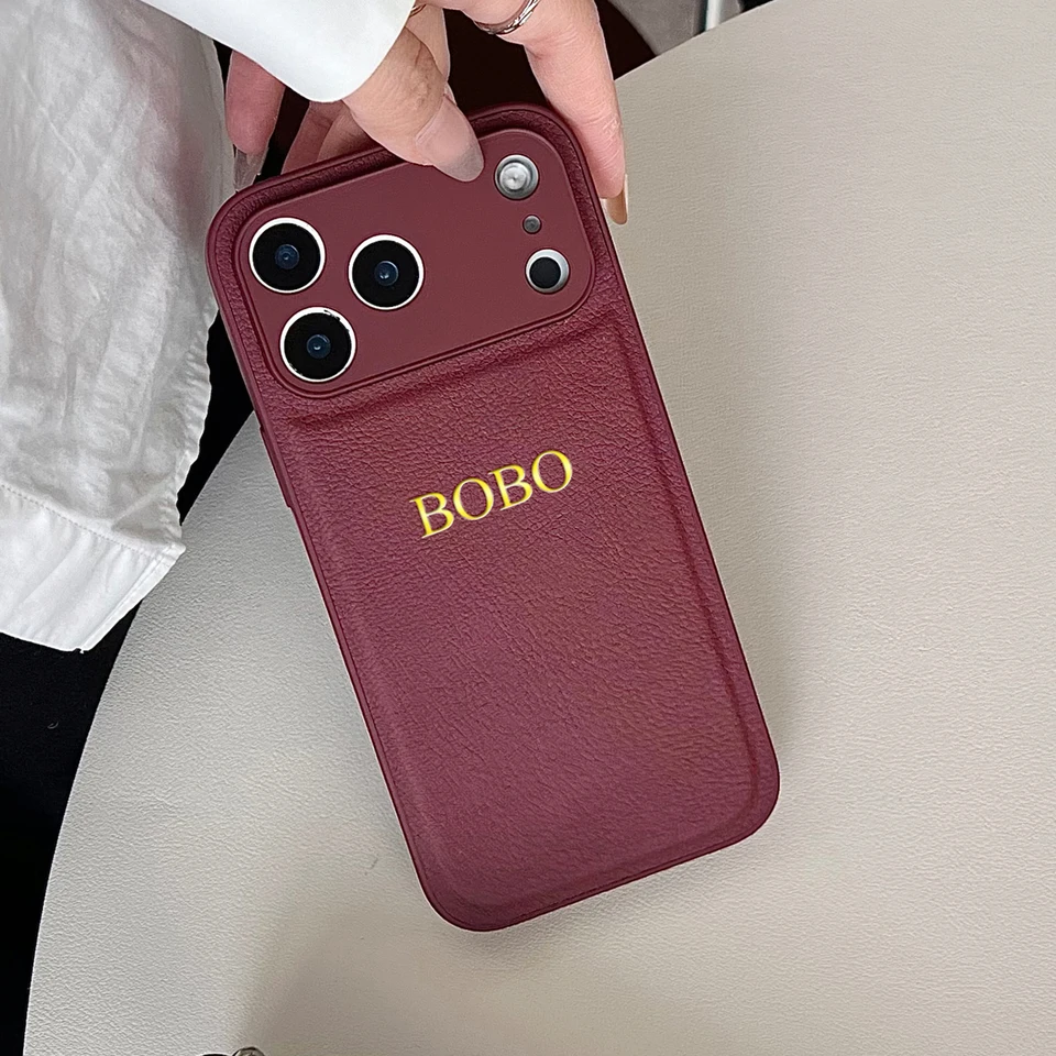 Funda de lujo de cuero sintético personalizada con nombre o inicial en dorado para iPhone 17 16 15 14 13 Pro Max Plus Air, regalo 4