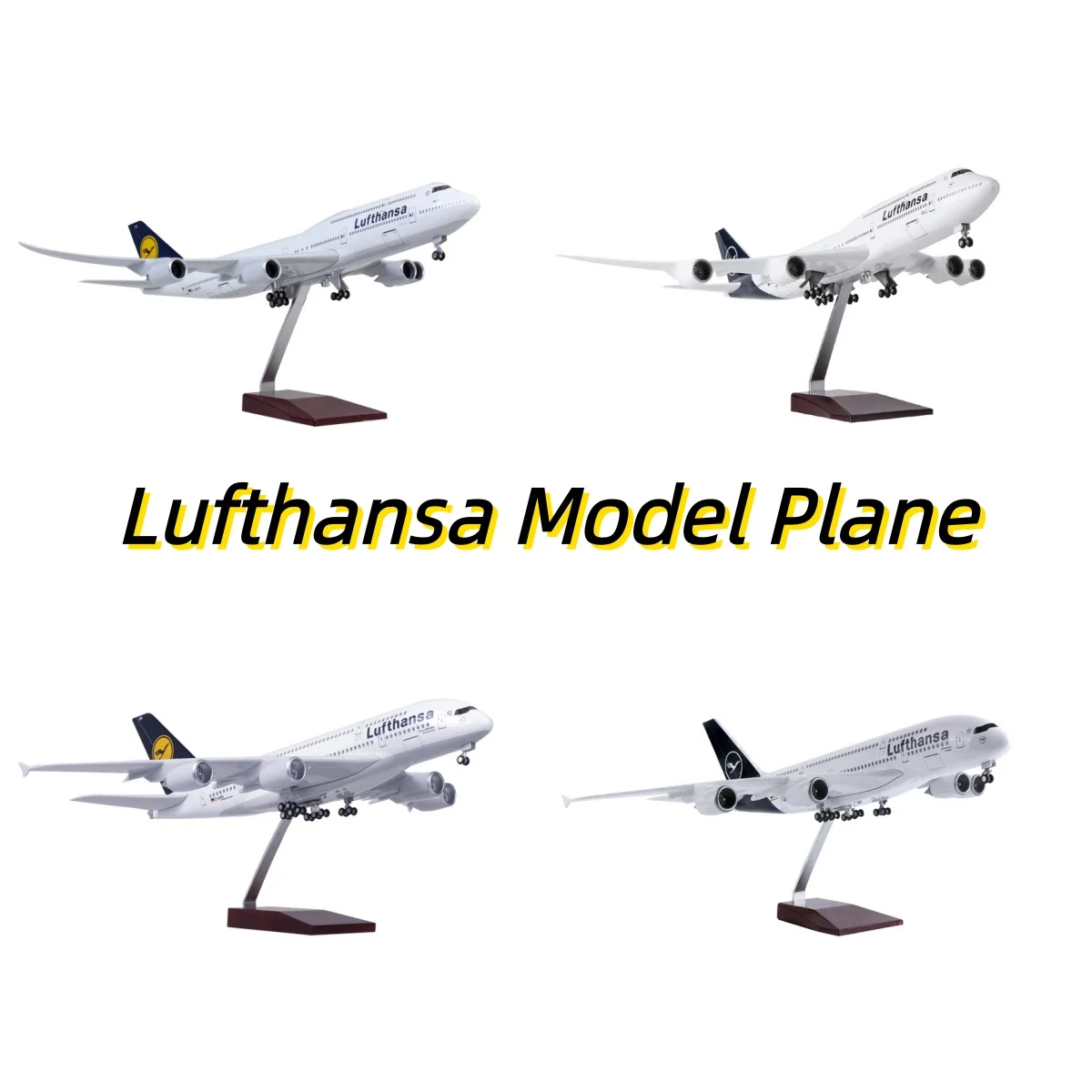 

47CM Toy Model Airplane A350 A380 B747-8 Lufthansa Diecast Resin With LED Light & Wheel Home Collection Decor