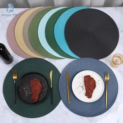 38cm Round Braided Tableware Mat Washable Anti Slip Dining Table Bowl Placemats Heat-Resistant Drink Cup Pad Coasters Home Decor