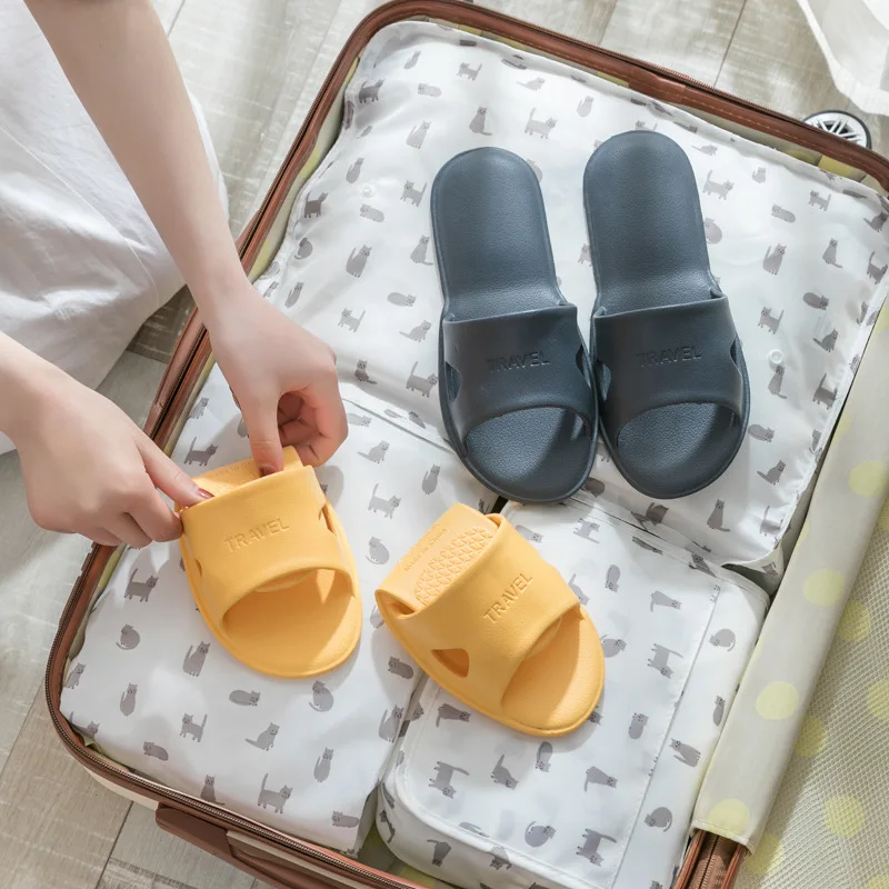 Travel Slippers Unisex EVA Non Slip Soft Bottom Leaking Shower Man Woman Home Slippers Punching Bathroom Quick Drying Slipper